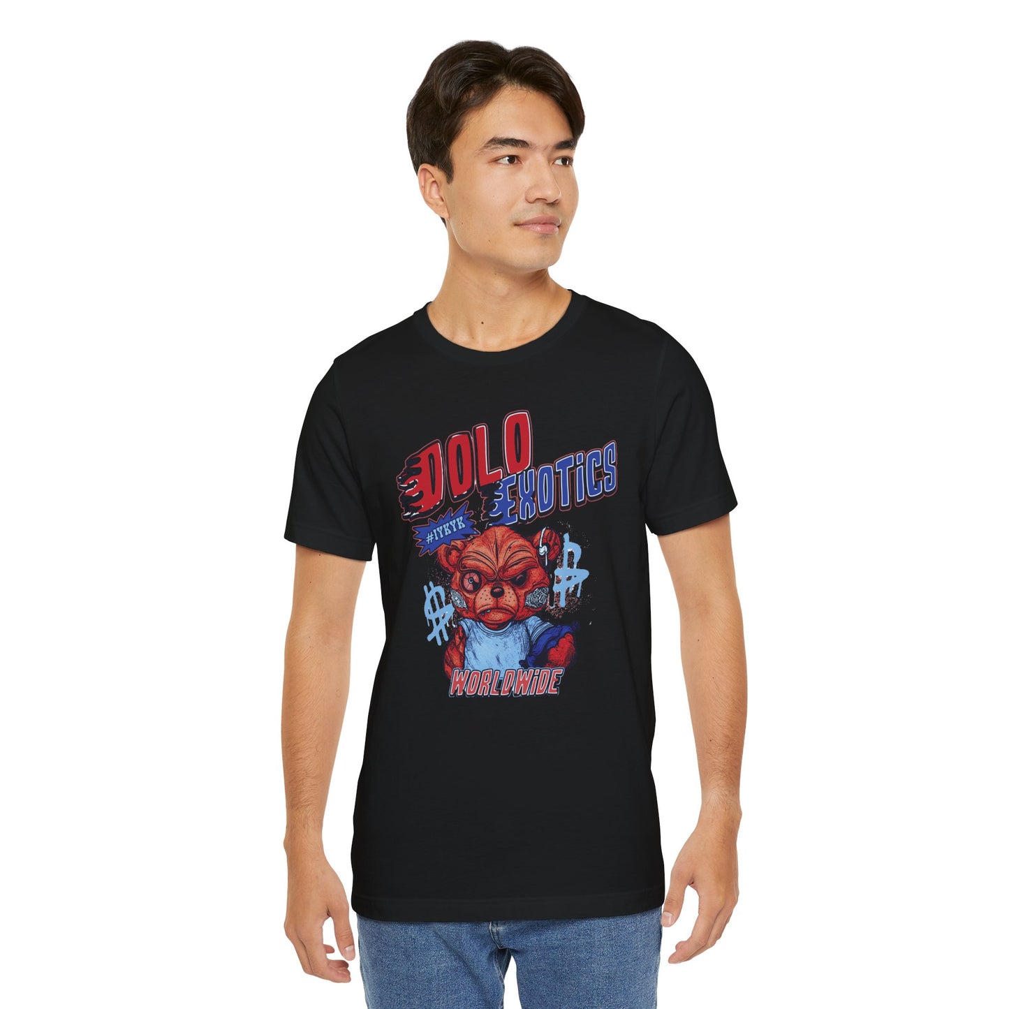 Dolo Exotics Red and Blue Zombie Bear Graphic T Shirt