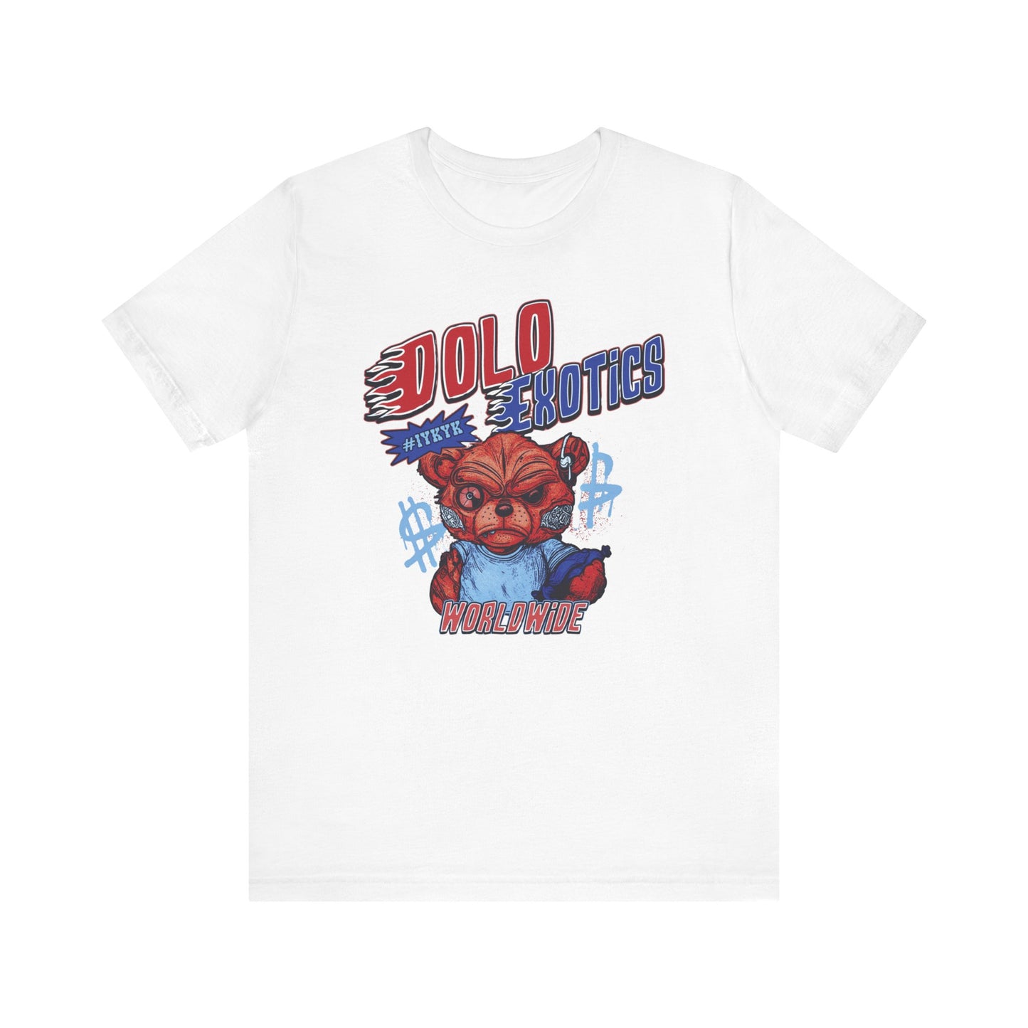 Dolo Exotics Red and Blue Zombie Bear Graphic T Shirt