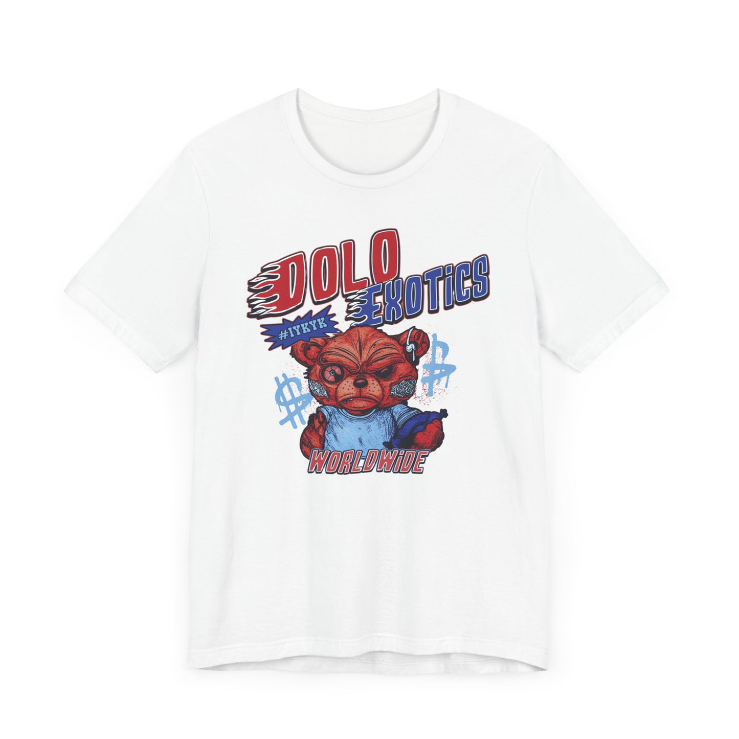 Dolo Exotics Red and Blue Zombie Bear Graphic T Shirt