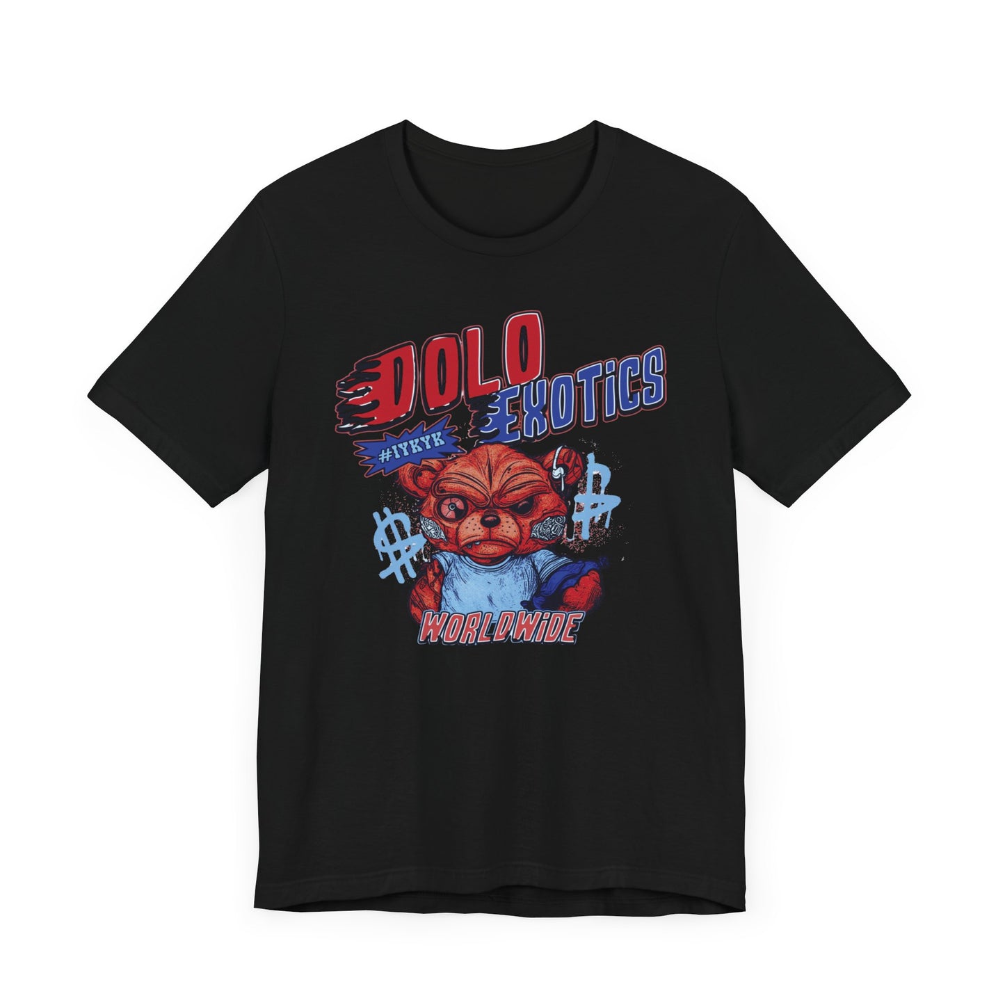 Dolo Exotics Red and Blue Zombie Bear Graphic T Shirt