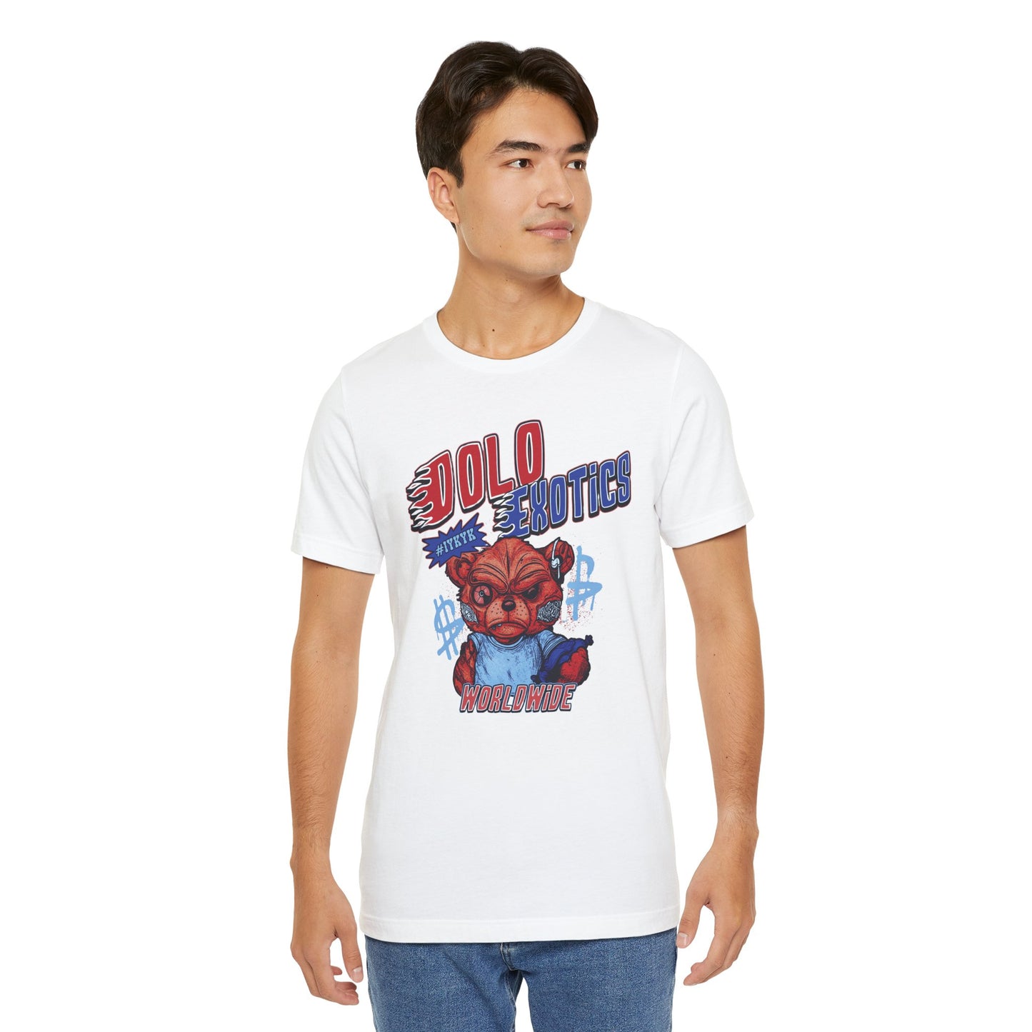 Dolo Exotics Red and Blue Zombie Bear Graphic T Shirt