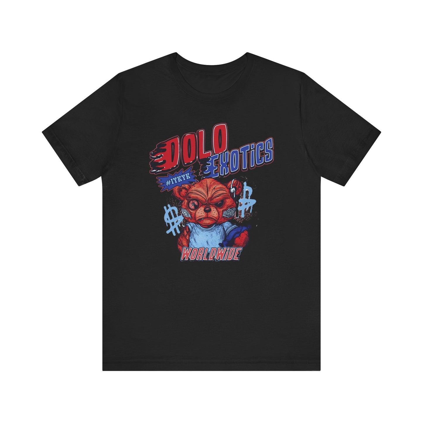 Dolo Exotics Red and Blue Zombie Bear Graphic T Shirt