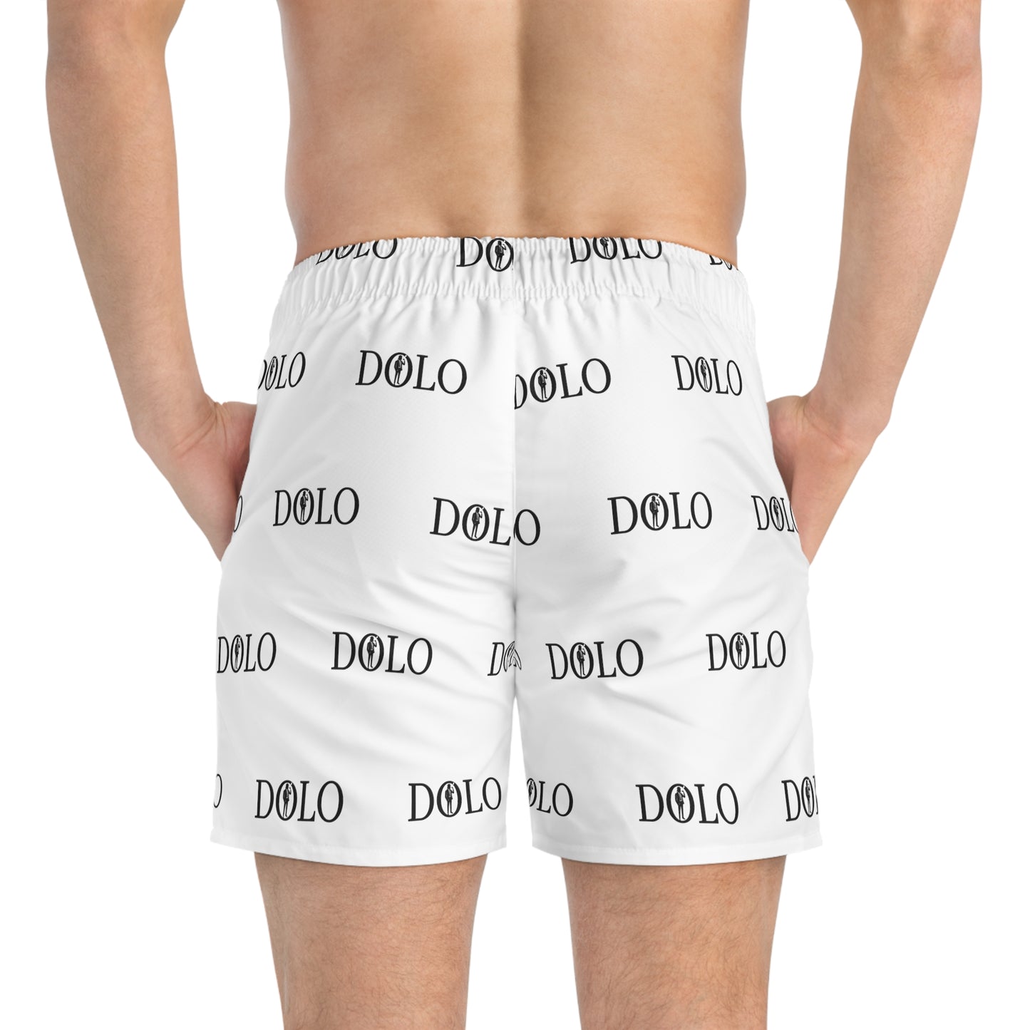 Dolo White and Black Swim Trunks