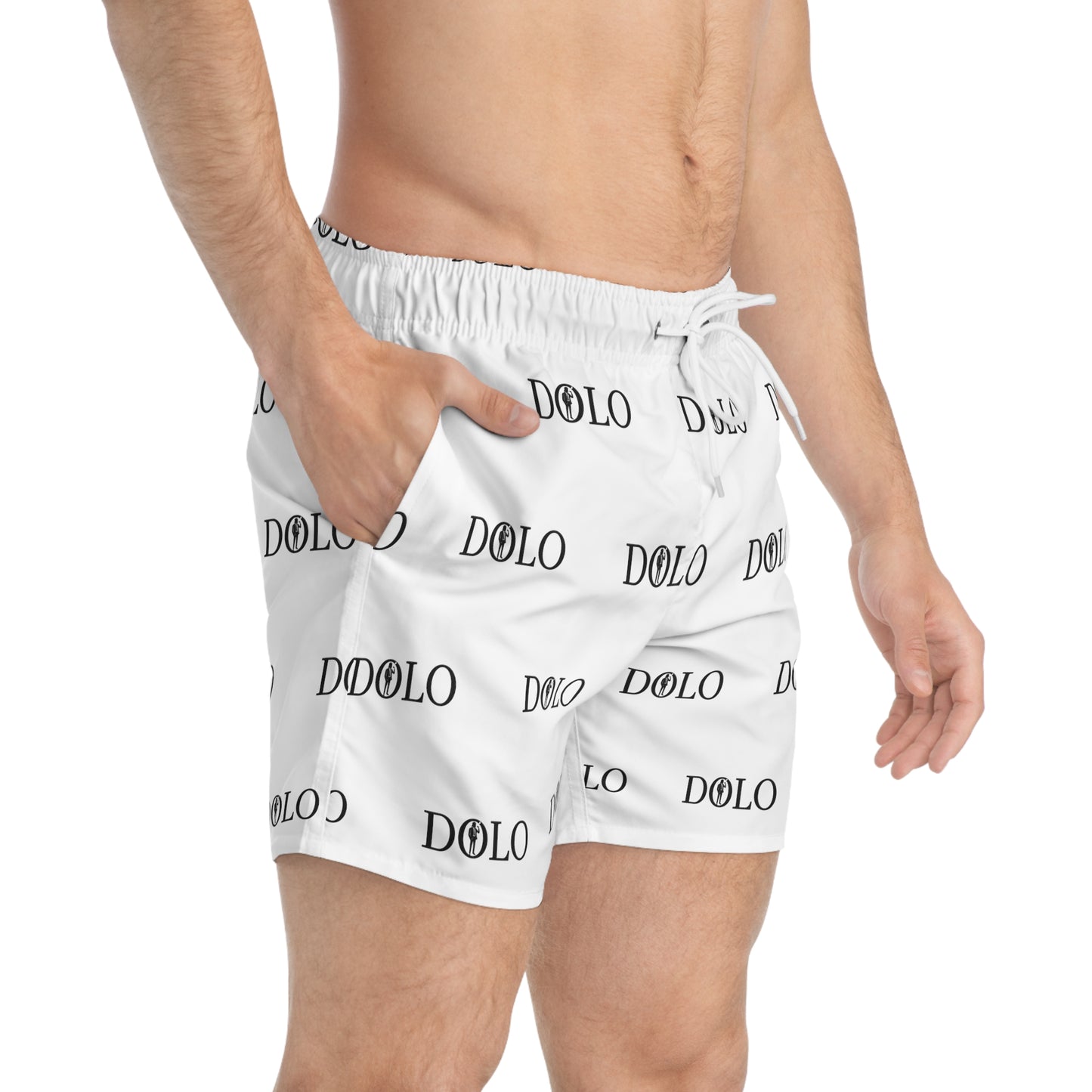 Dolo White and Black Swim Trunks