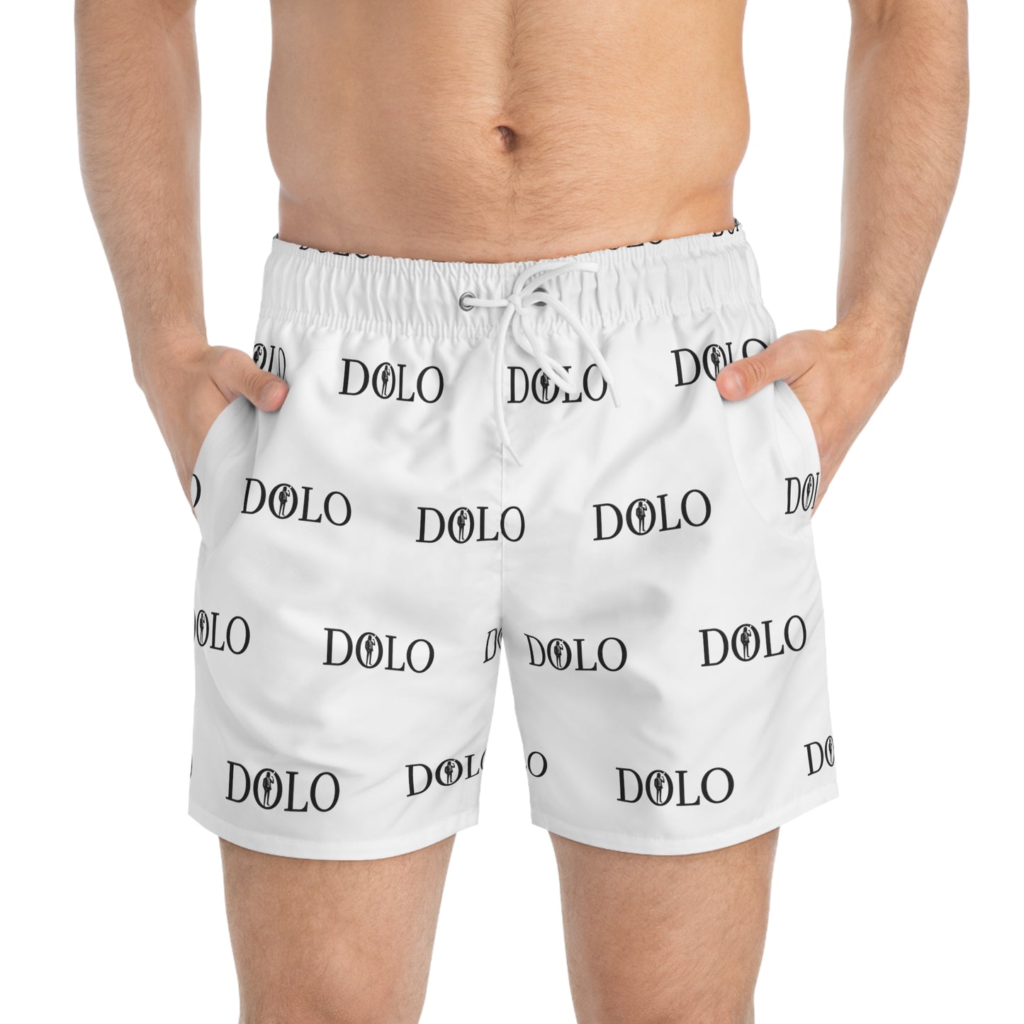 Dolo White and Black Swim Trunks